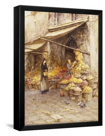 A Fruit Stall at the Base of the Campanile, San Giovanni Elemosinario, Near  the rialto, Venice' Giclee Print - Helen Allingham